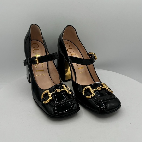 NEW GUCCI Lady Horsebit Patent Mid-Heel Mary Jane Pumps SZ EU 40 CLR Black - Picture 3 of 14